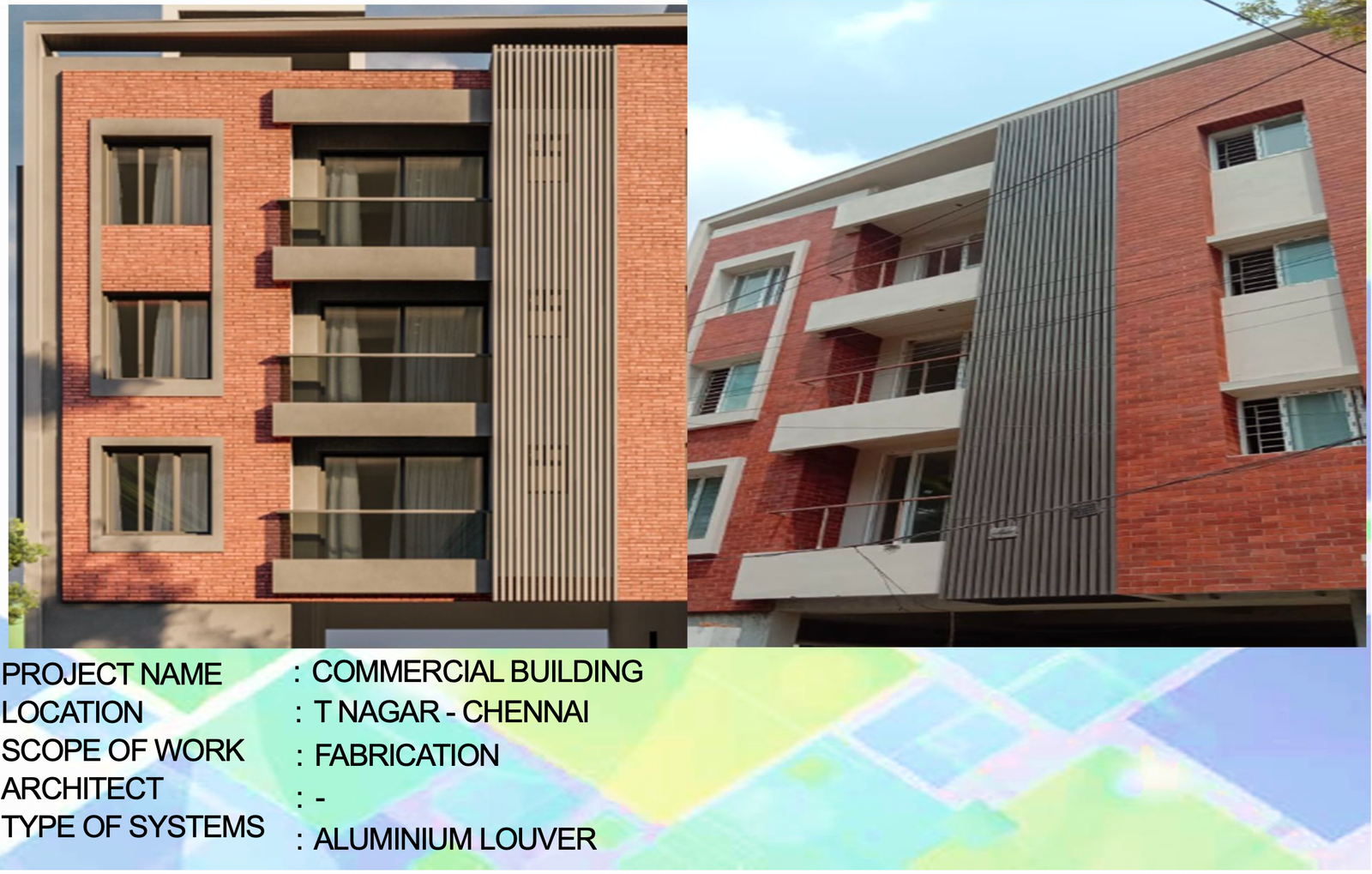 Completed commercial building facade project in T Nagar Chennai