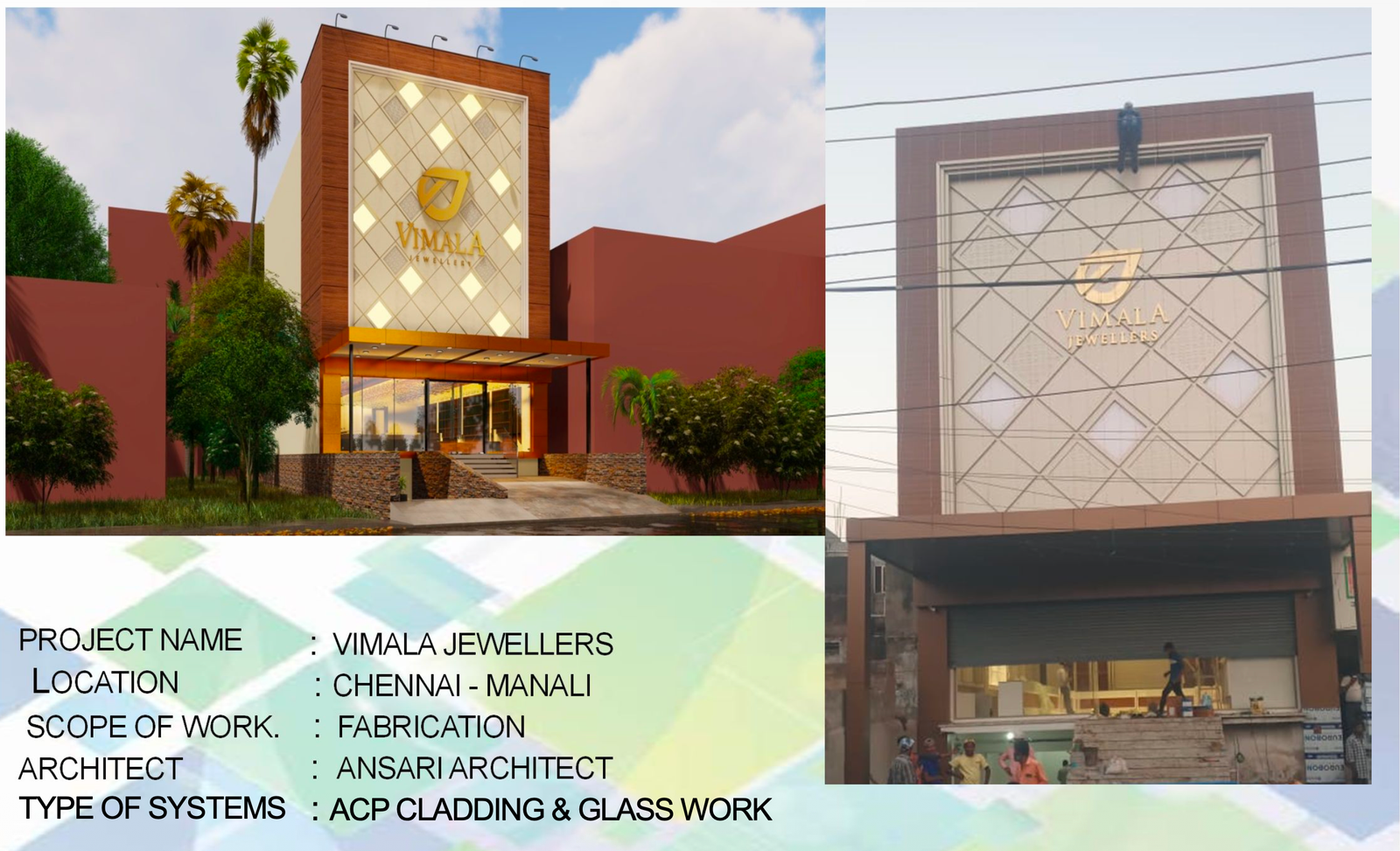 Vimala Jewellers facade project in Manali Chennai